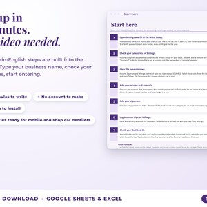 Start here tab with seven setup steps, no video needed