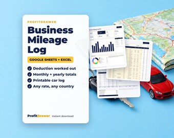 Kalkylblad för körsträckalogg | Körsträcka för företag + utskrivbar körjournal för bil (Google Sheets, Excel, PDF)