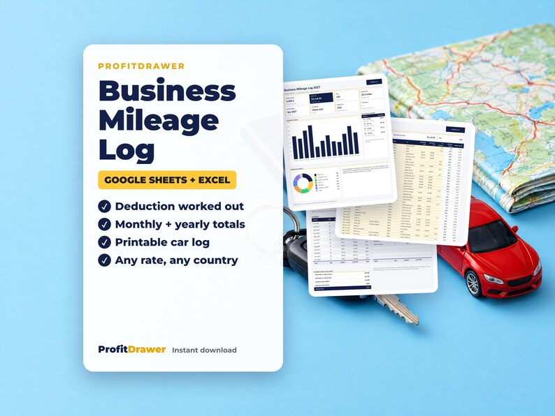 Business Mileage Log - ProfitDrawer instant download