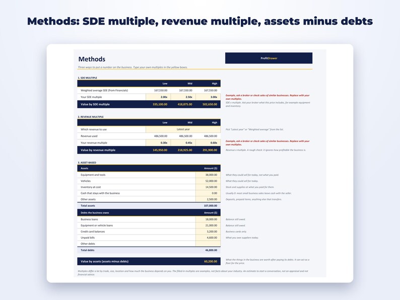 Business Valuation Calculator page preview