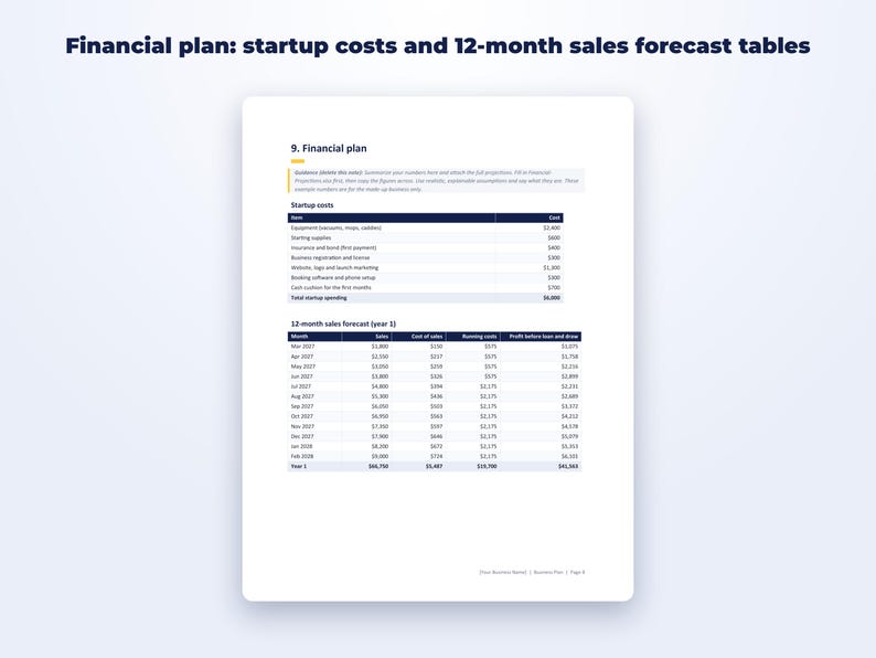 Small Business Plan Template page preview