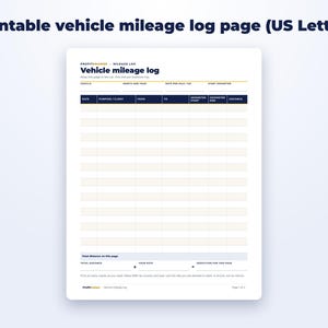 Business Mileage Log page preview