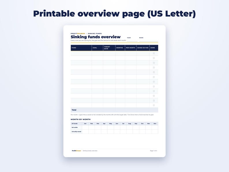 Sinking Funds Tracker page preview