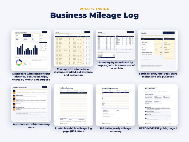 Everything included in the Business Mileage Log