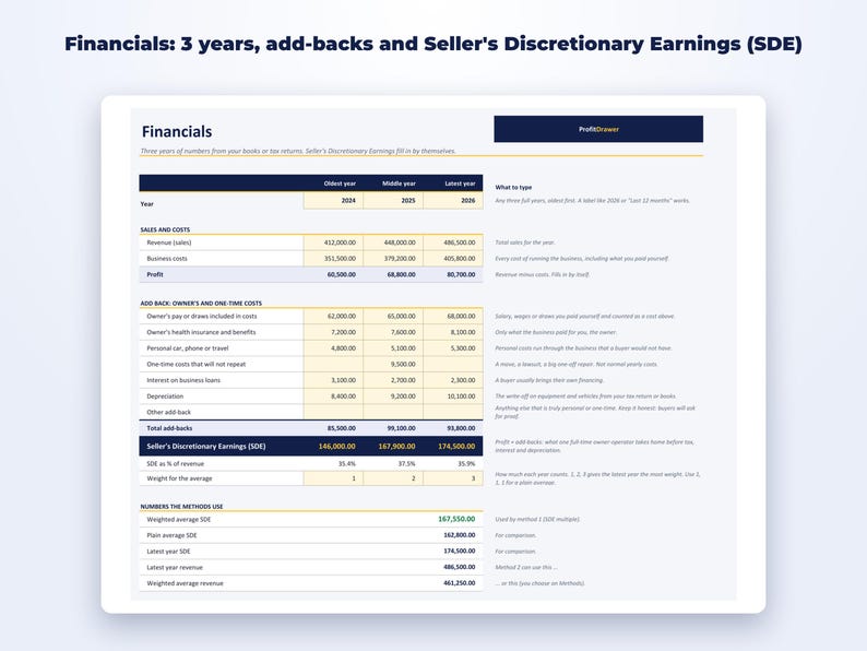 Business Valuation Calculator page preview