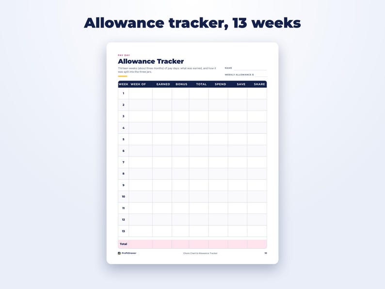 Chore Chart & Allowance Tracker page preview