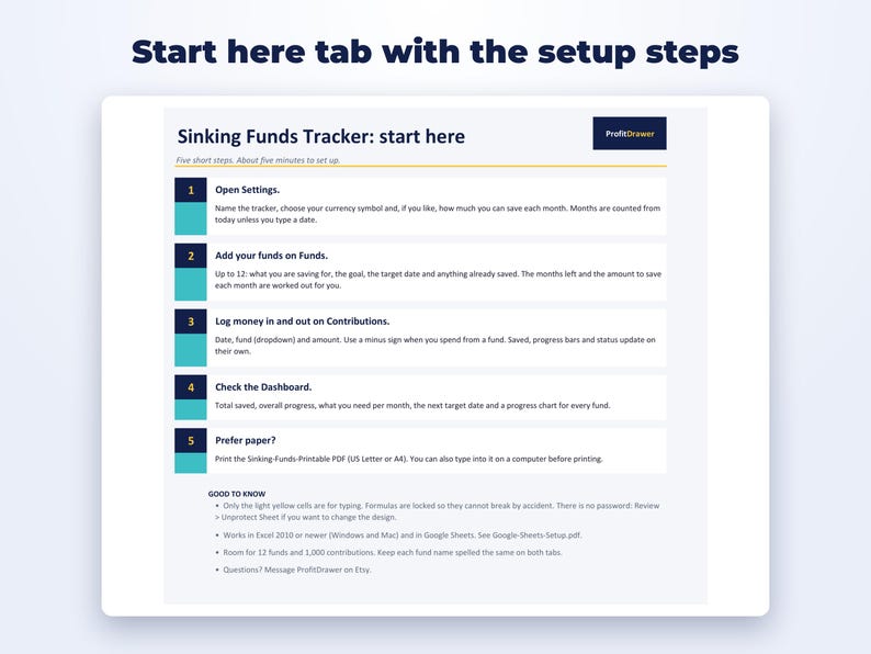 Sinking Funds Tracker page preview