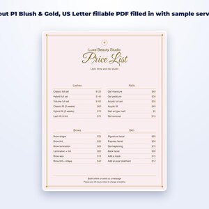 Service Price List Templates page preview