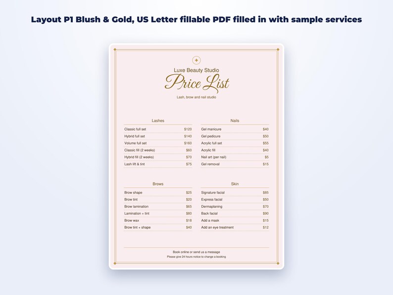 Service Price List Templates page preview