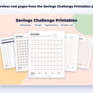 Savings Challenge Printables page preview