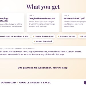 What is included: 12-tab Excel workbook, Google Sheets setup guide and read-me-first guide