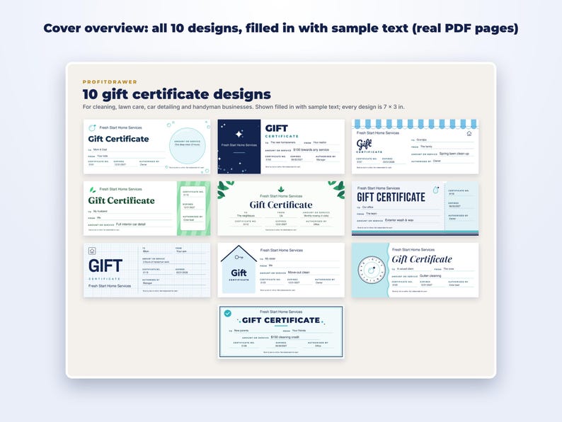Gift Certificate Templates for Cleaning & Home Services page preview