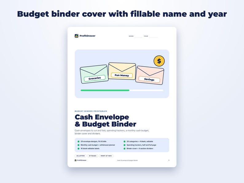 Cash Envelope & Budget Binder Printables page preview