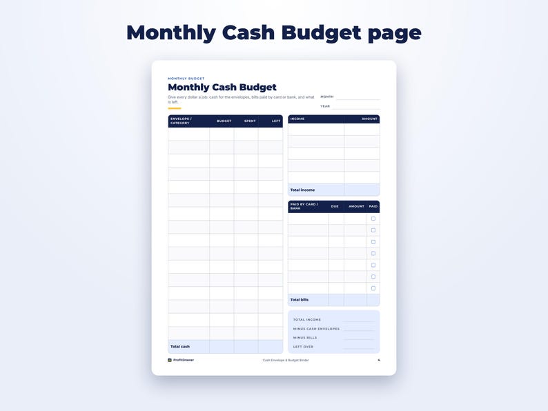 Cash Envelope & Budget Binder Printables page preview