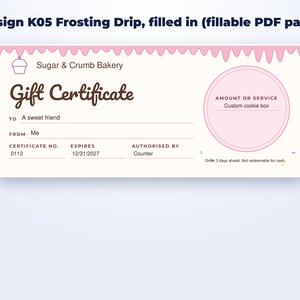 Gift Certificate Templates for Bakers & Small Shops page preview