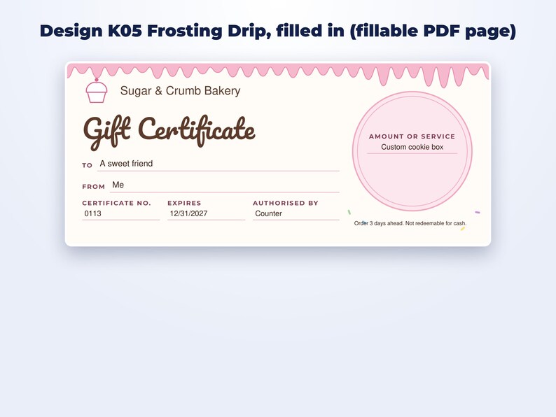 Gift Certificate Templates for Bakers & Small Shops page preview