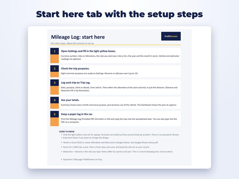 Business Mileage Log page preview