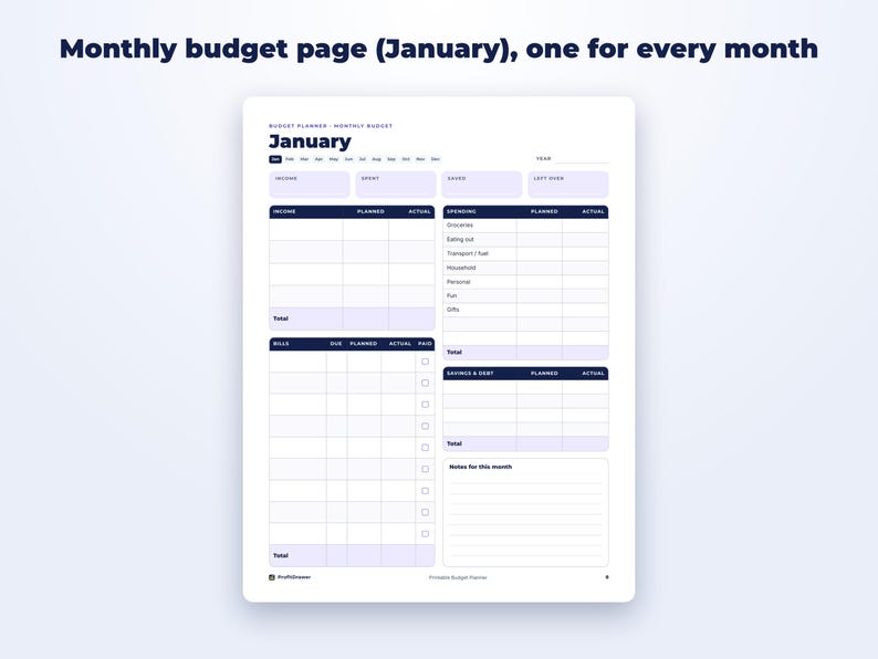 Printable Budget Planner page preview