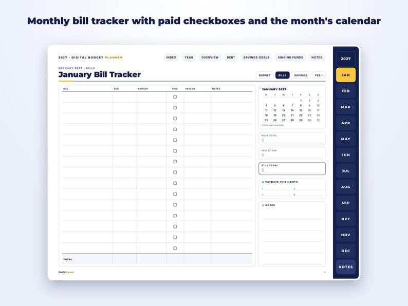 2027 Digital Budget Planner page preview
