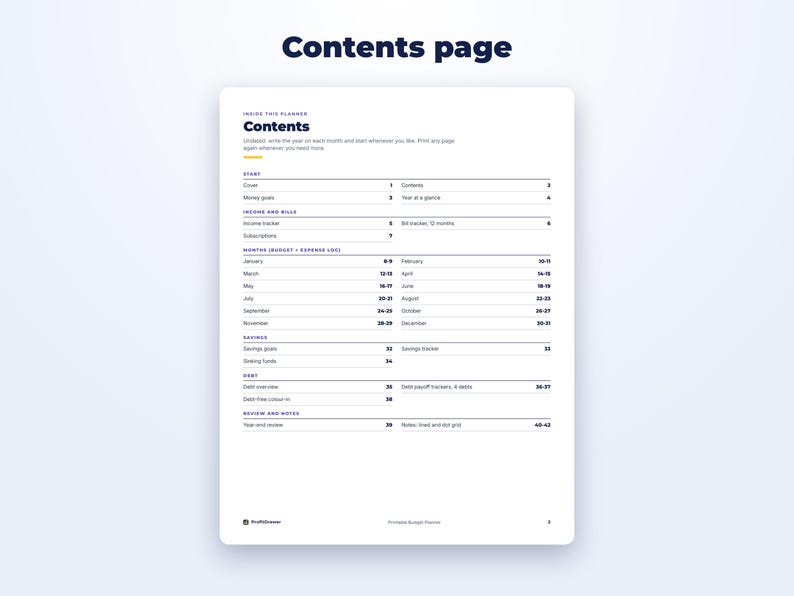 Printable Budget Planner page preview
