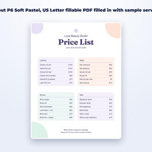 Service Price List Templates page preview