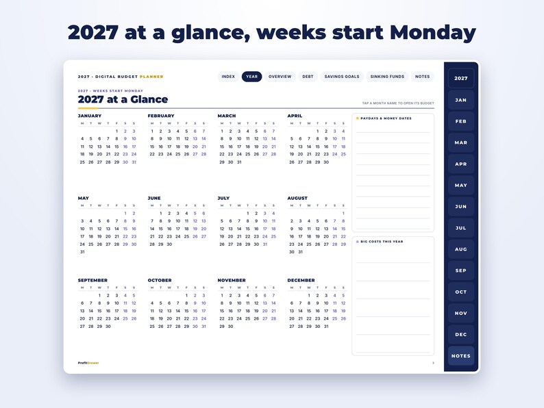 2027 Digital Budget Planner page preview