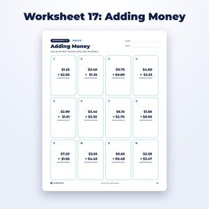 Kids Money Worksheets page preview