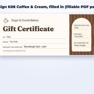 Gift Certificate Templates for Bakers & Small Shops page preview
