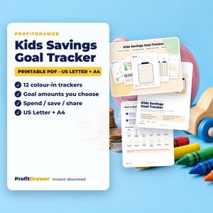Kids Savings Goal Tracker - ProfitDrawer instant download