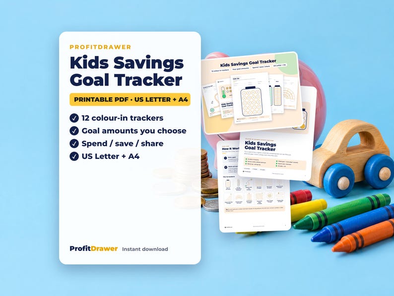 Kids Savings Goal Tracker - ProfitDrawer instant download