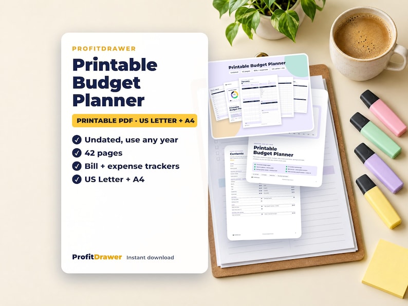 Printable Budget Planner - ProfitDrawer instant download
