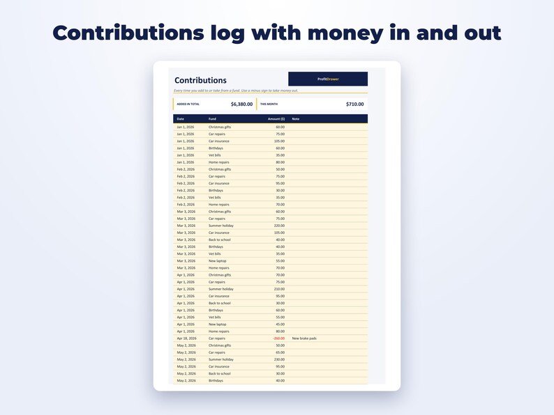 Sinking Funds Tracker page preview