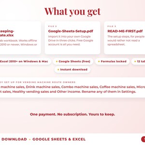 What is included: 12-tab Excel workbook, Google Sheets setup guide and read-me-first guide