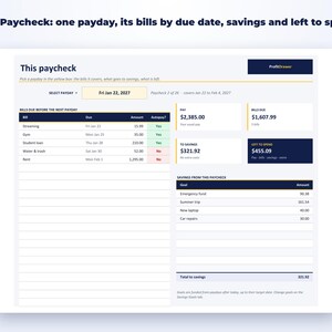 Paycheck Budget Spreadsheet page preview
