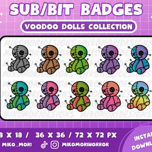 Twitch Sub Badges - Voodoo Dolls | Halloween Badges | Halloween Emotes | Channel Point Icon | Spooky Twitch Badges