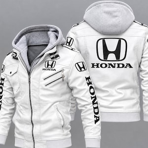 Honda läderjacka, herrmotorcykeljacka i kohud, motorcykelracingjacka med huva