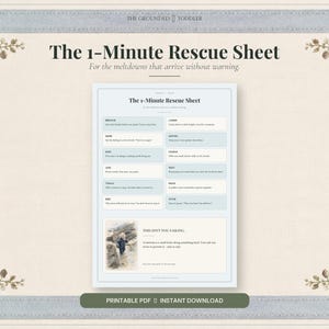 Toddler Tantrum Rescue Sheet Printable | 1-Minute Calm Parenting Cheat Sheet PDF | Meltdown Scripts Instant Download