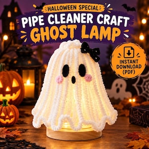 Pipe Cleaner PDF, Ghost Lamp DIY Pattern | Halloween Craft Tutorial