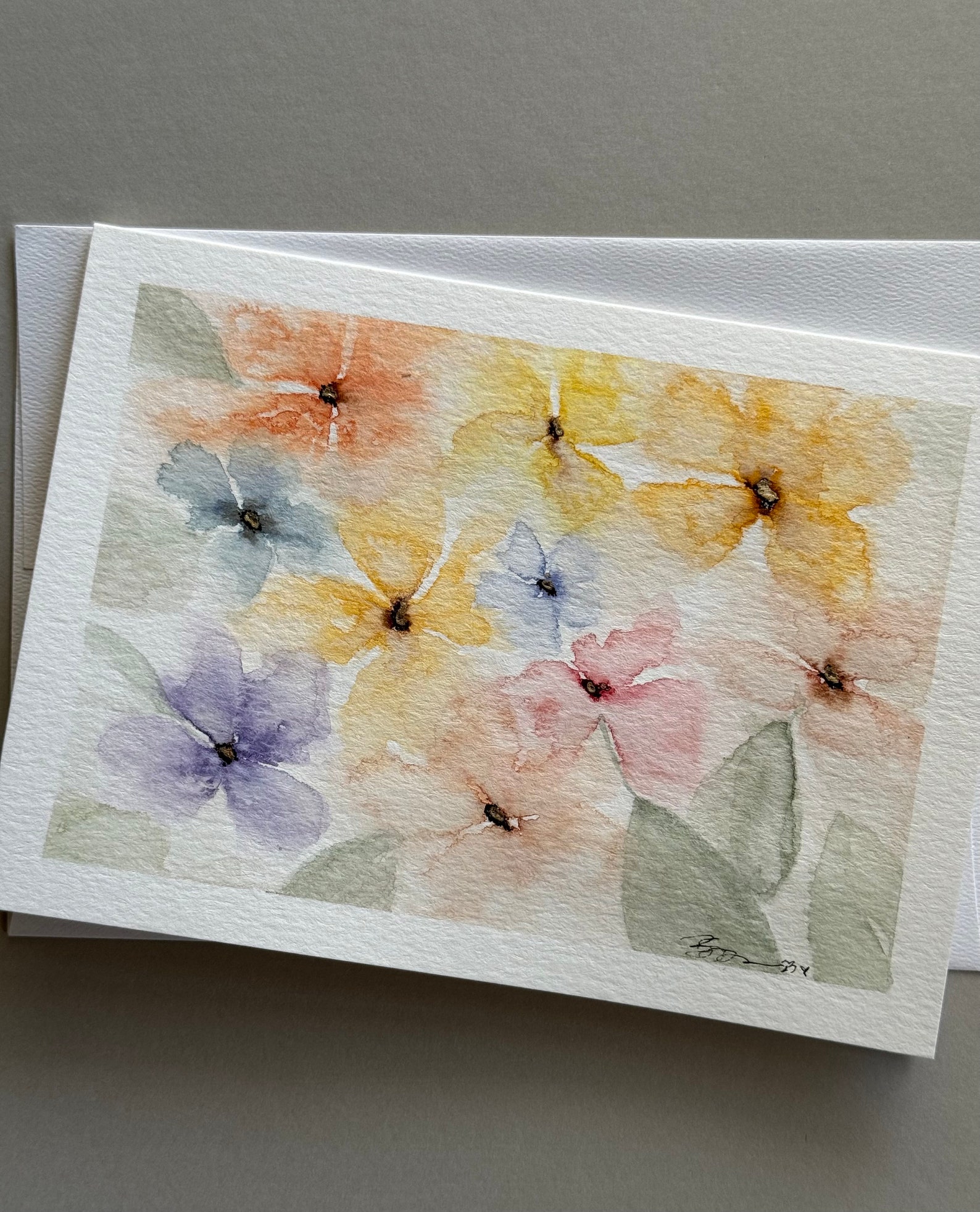 Hand Painted Flowers Watercolor Blank Greeting Cards Set of 4 Original ...