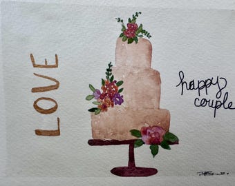 Love watercolor blank greeting card original