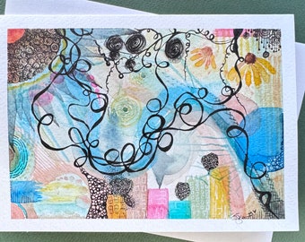 ISM  watercolor hand painted blank greeting card original