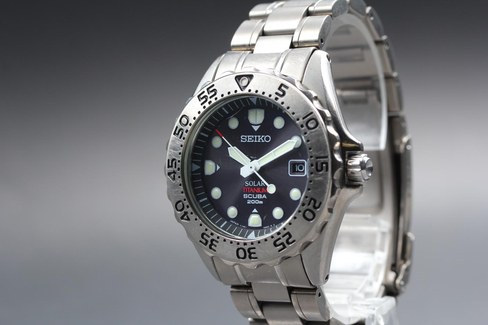 時計 SEIKO SOLAR TITANIUM SCUBA 200m Seiko Titanium Scuba - Etsy