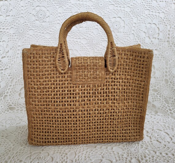 1960s Straw Bag with Floral Raffia,'Bags by Whidb… - image 5