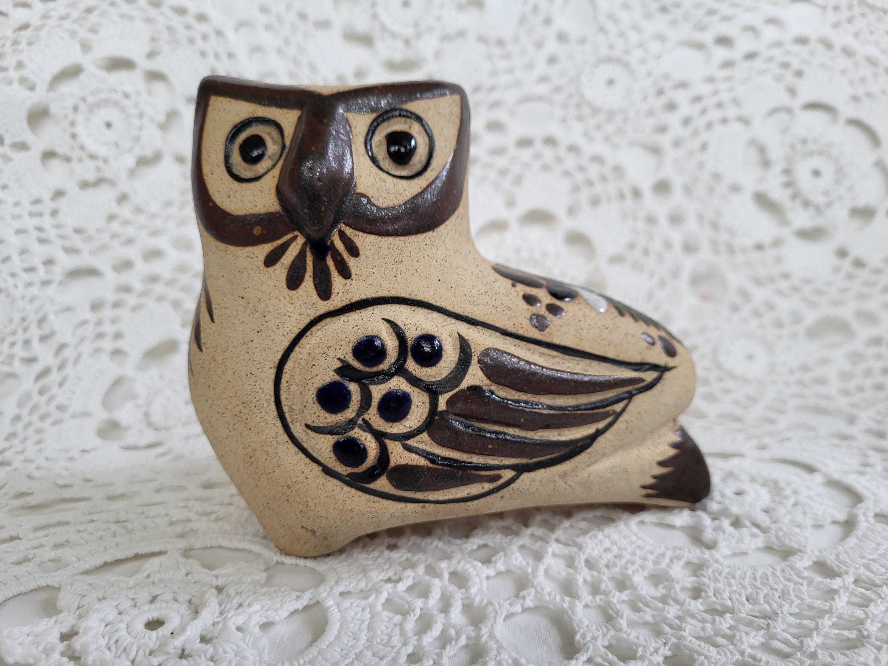 Tonala’ Mexico Ceramic Owl, Tecolote, Decorative Arts