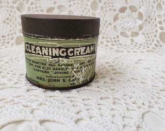 Early 1900s American Cleaning Cream Tin, Laundry Room Decor, Storage Tin