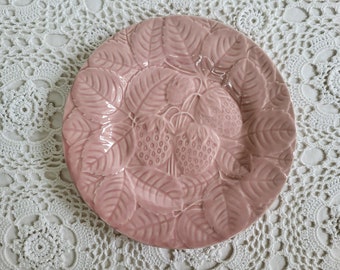 Portugal Majolica Rose wallPink Strawberry Decorative Plate, Wall Decor