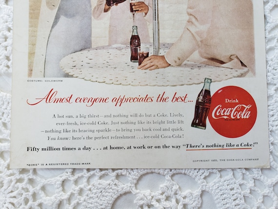 Vintage Coca-cola 1955 Advertisement, Americana, Ready to Frame