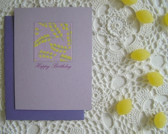 Lilac & Yellow Floral Happy Birthday Cards, Set of 5, SALE, Blank Interior