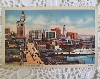 Vintage Baltimore, Maryland Postcard, Inner Harbor & Wharves