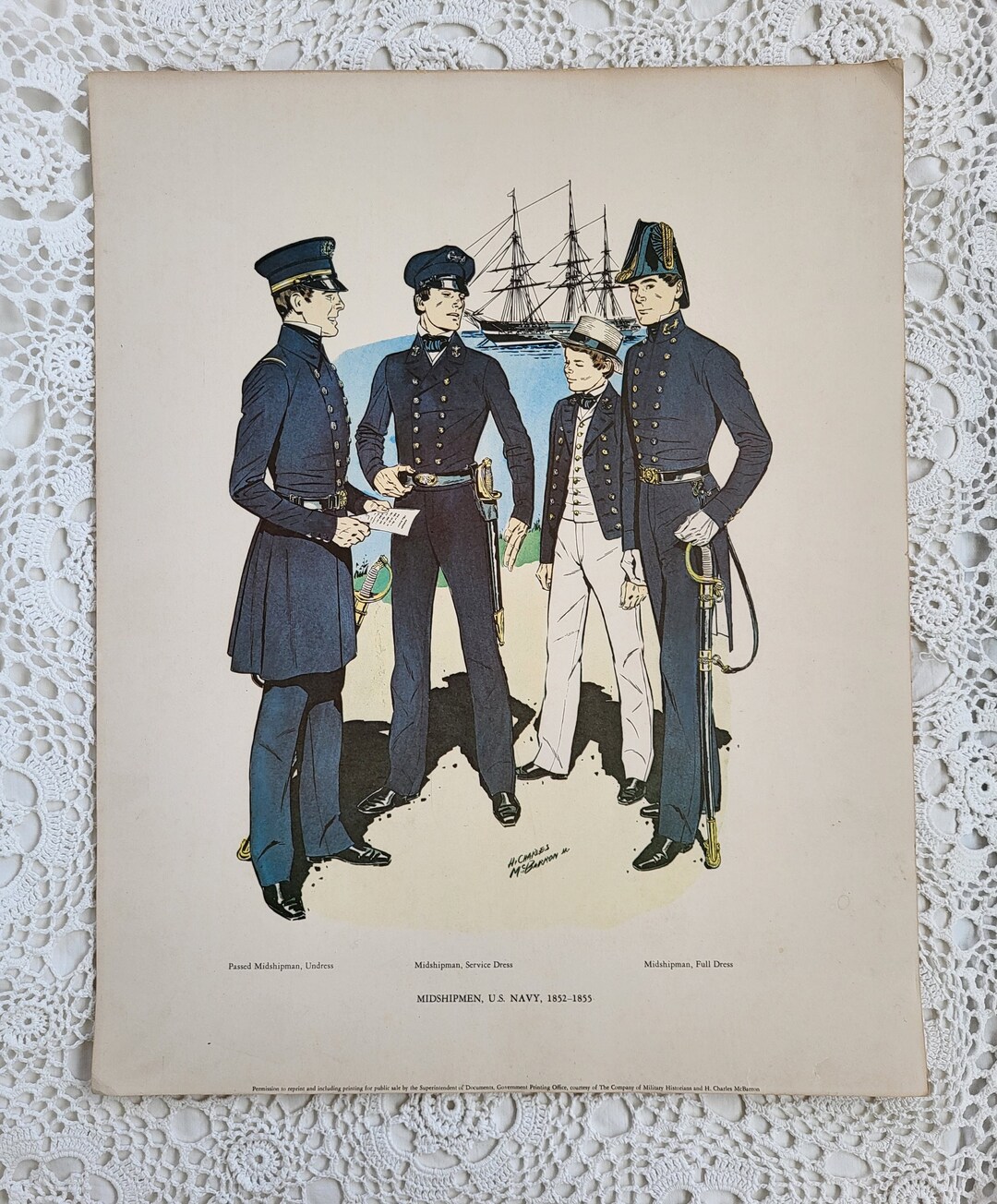 US Naval Academy Midshipmen Art Print, US Navy, 1852-1855